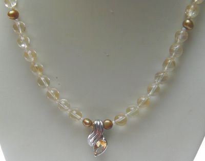 Citinkette mit Citrinanhänger, 925 Silber