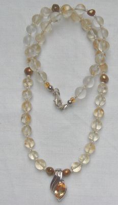 Citinkette mit Citrinanhänger, 925 Silber
