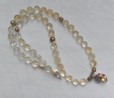 Citinkette mit Citrinanhänger, 925 Silber
