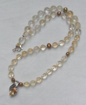 Citinkette mit Citrinanhänger, 925 Silber