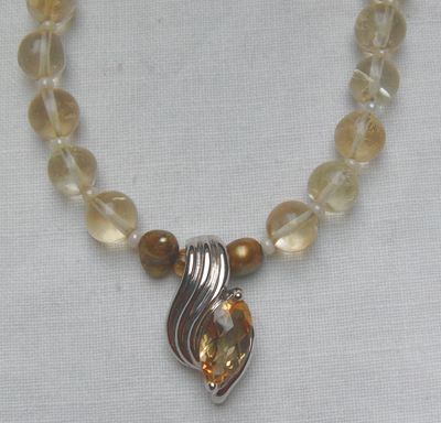 Citinkette mit Citrinanhänger, 925 Silber