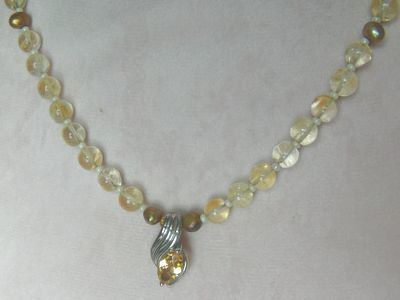 Citinkette mit Citrinanhänger, 925 Silber