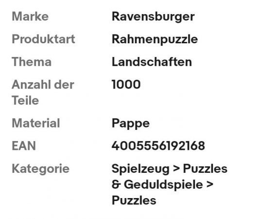 Ravensburger Puzzle 192168 – 1000 Teile Krawendelgebirge in Österreich