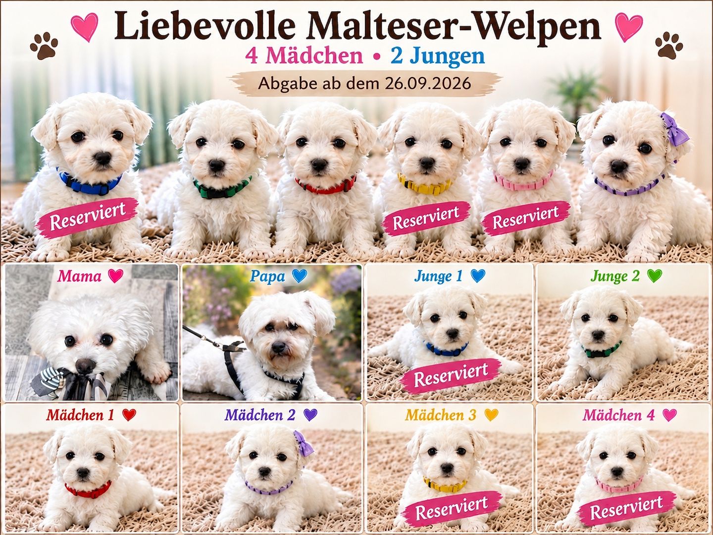 Liebevolle Malteser-Welpen – 4 Mädchen & 2 Jungen
