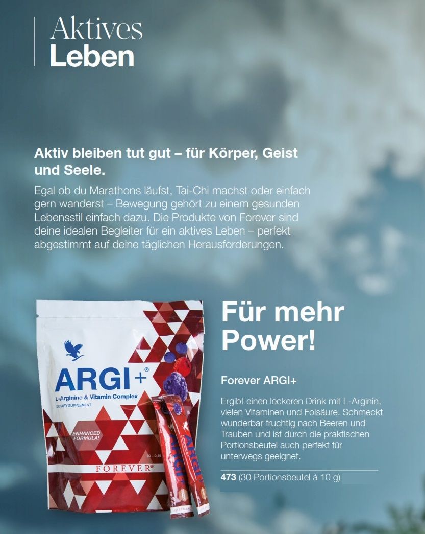 Steigere deine Leistungskraft mit Forever ARGI+