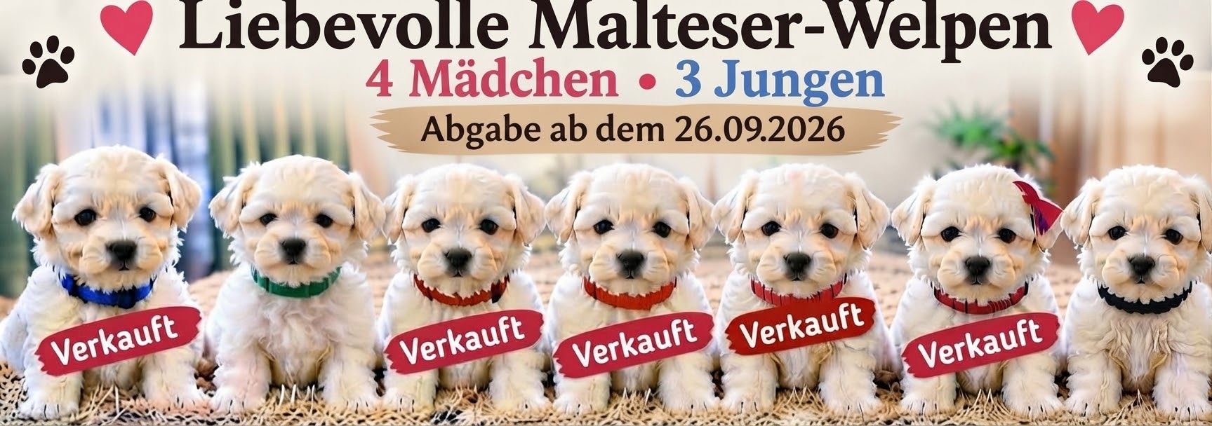 Liebevolle Malteser-Welpen – 4 Mädchen & 3 Jungen