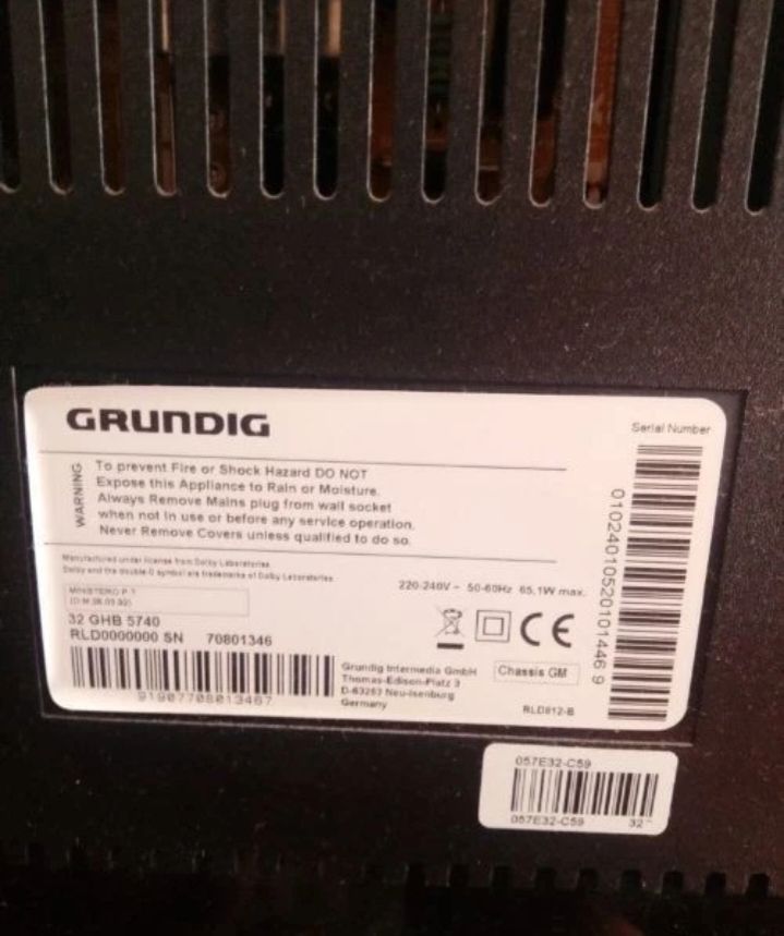 Grundig 32 GHB 5740 BK HD LED Fernseher, Als Ersatzteil/defekt