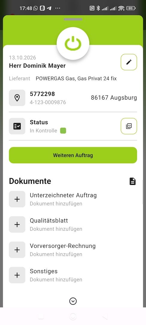 ich verkaufe Strom und Gas