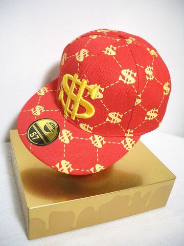 Dollar Cap Mütze Hip Hop Cap Player rot+gelb Top