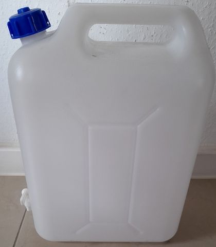 10 Liter Trinkwasser- Kanister, lebensmittelecht, mit Auslaufhahn, Kunststoff, Camping
