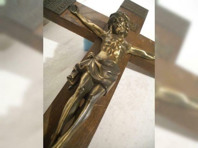 Holzkreuz Gr.- Kreuz- Kruzifix- Messing Jesus alt
