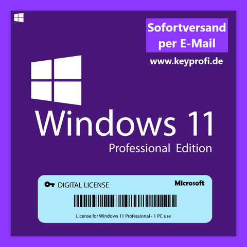 Microsoft Windows 11 PRO Vollversion + Lizenz Key Produktschlüssel