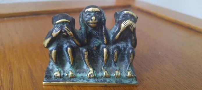 Kleine massive Bronze Figur "die drei Affen "