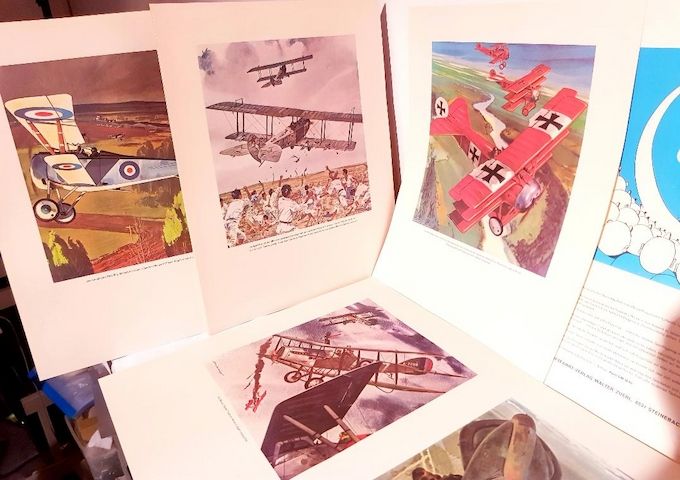Oldtimers Luftfahrt 1. Weltkrieg. 16 Bilder farbig illustrierter Originalmappe