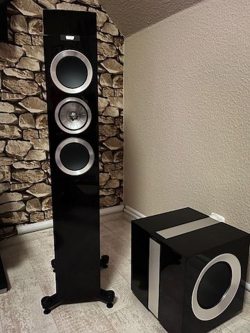 KEF Dolby Lautsprecher sound system R200c, R500 x2, R800ds x2, R50 x2, R400b