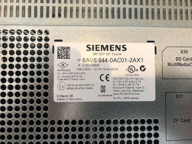 Geprüft Siemens 6AV6644-0AC01-2AX1 Simatic Mp 377 19  Touch Multi Panel Display