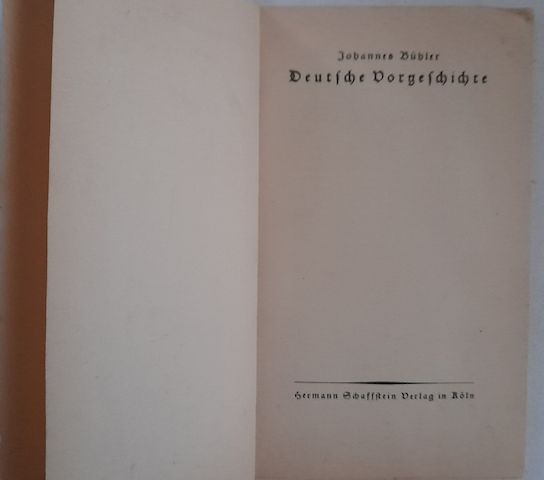 Johannes Bühler Deutsche Vorgeschichte 1934