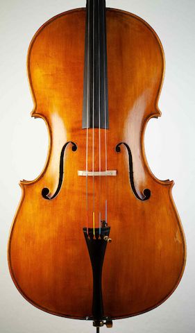 Old cello labeled G. Pedrazzini 1945 violoncello