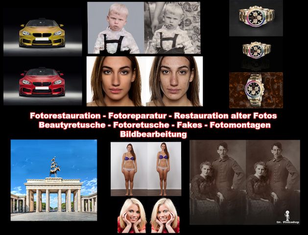 Fotobearbeitung Fotorestauration Fotomontagen Fakes Beautyretusche Logos ....