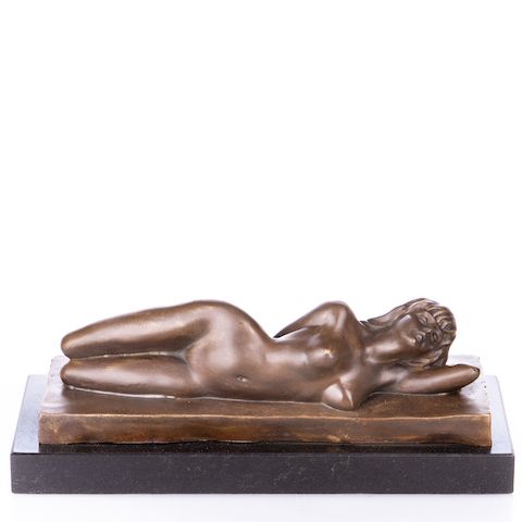erotische Bronzefigur Liegender Weiblicher Akt - Neu 12cm Hoch
