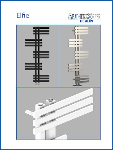 Design Badheizkörper ELFIE 1200 x 600 mm. Schwarz Anthrazit