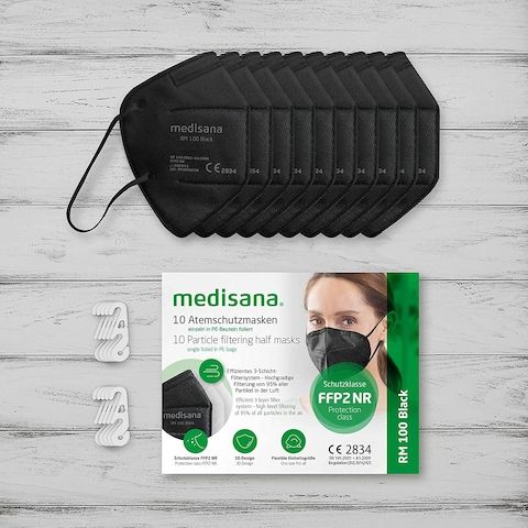 medisana FFP2 Maske 20 Stück in schwarz Atemschutzmasken