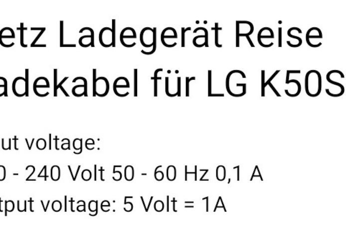Netz Ladegerät Reise Ladekabel für LG K50S