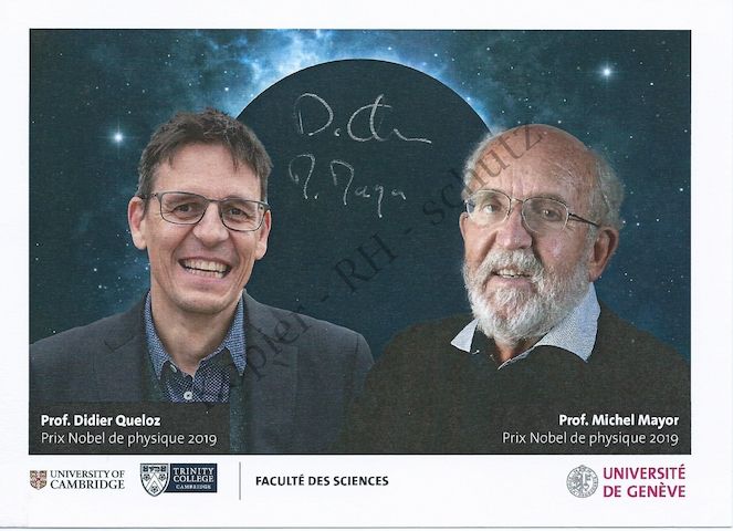 Autogramm Nobelpreisträger Michel Mayor und Didier Queloz