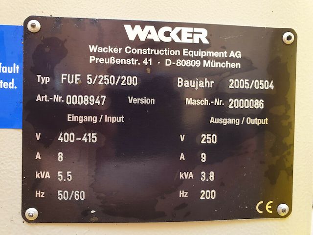 Rütteltisch 250x125x86 cm, Wacker Ar 366250 Aussenrüttler Betonrüttler Trafo