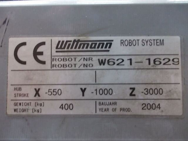 Roboter Wittmann W 621 - 1629 mit folgenden Daten HUB X -550 Y -1000 Z -3000