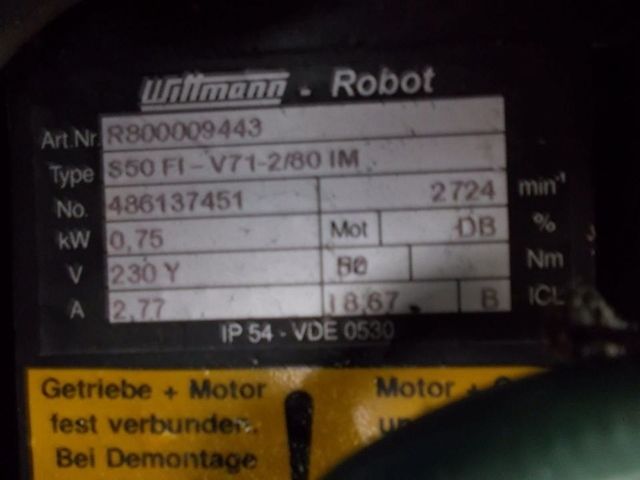 Roboter Wittmann W 621 - 1629 mit folgenden Daten HUB X -550 Y -1000 Z -3000