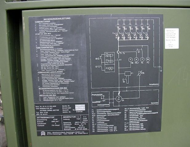 Stromerzeuger Stromaggregat Generator BW Bundeswehr 17 Stdbetrieb