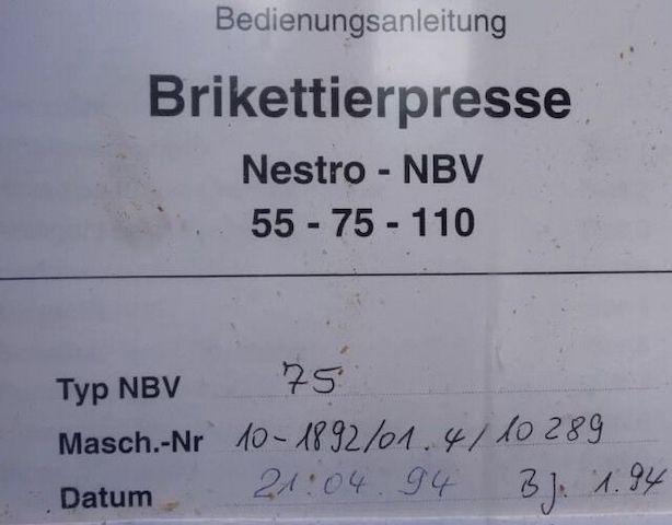 Nestro Brikettierpresse No Spänex Weima Schuko Brikettpresse