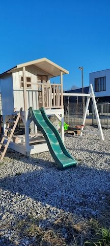 Holz Spielhaus Stelzen Kinder Sandkasten Schaukel Konstruktion