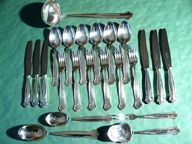 Besteck antik Höller Tafelsilber 100 für 6 Pers. BE022