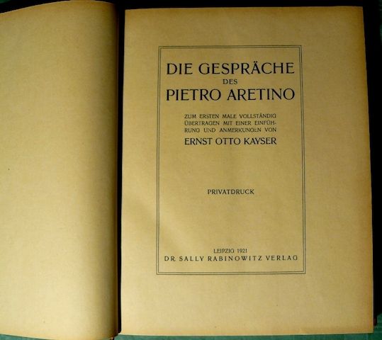 Die Gespräche des Pietro Aretino 103 J. alt. BU007