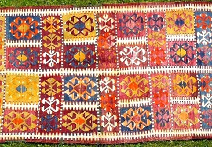 Sammlerteppich Kazak Kelim 390x126 19. Jh. T012