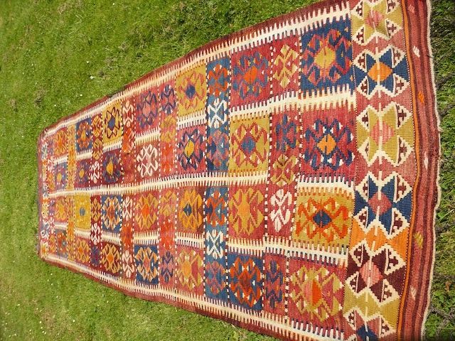 Sammlerteppich Kazak Kelim 390x126 19. Jh. T012