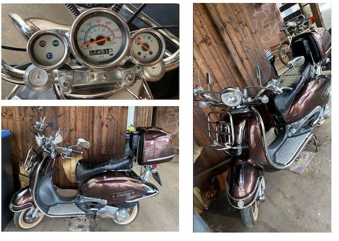 Retro Roller 125 ccm Edition Ausstattung + 2 Helme, 2tlg RegenschutzAbdeckung