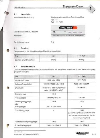 HOLZHER Sprint 1411 Kantenumleimer Maschine
