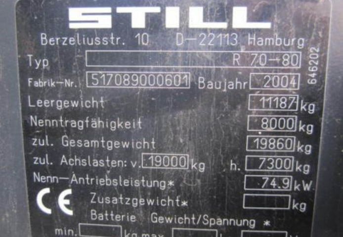 Still R70-80, Gabelstapler, Stapler, Frontstapler, 8-to, Hydraulik