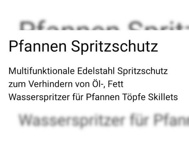 Pfannen Spritzschutz