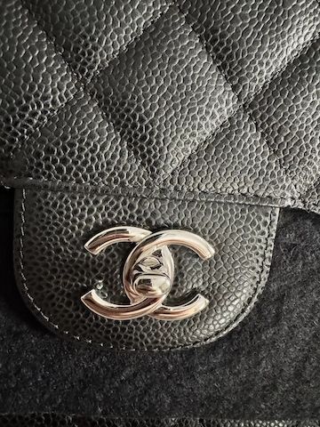CHANEL Double Flap Jumbo Damen caviar leder Tasche