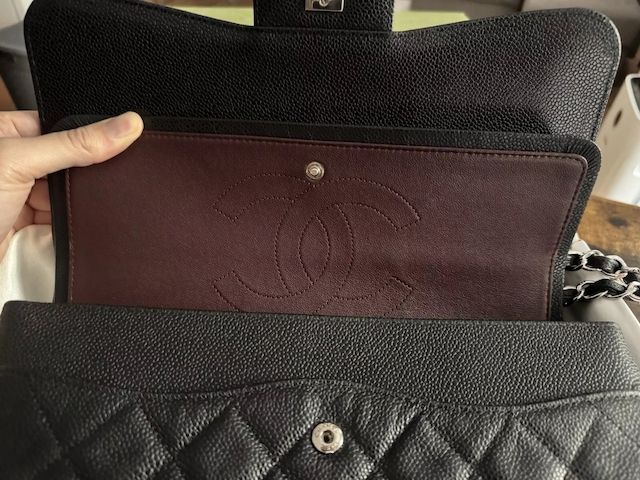 CHANEL Double Flap Jumbo Damen caviar leder Tasche