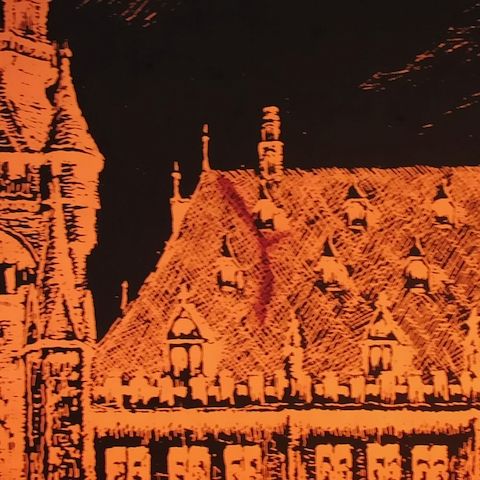 Aachener Rathaus auf kupferkaschierter Pertinaxplatte