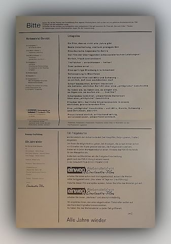 Filmplakat DIN A3 - Alle Jahre wieder (Sabine Sinjen Ulrich Schamoni) + Werbematerial