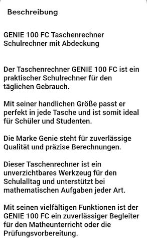 GENIE 100 FC Taschenrechner