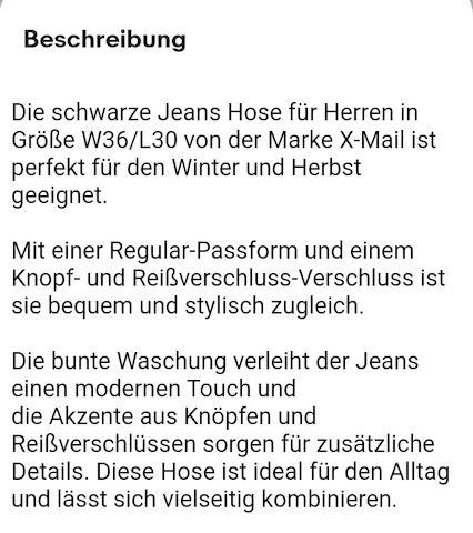 Herren Jeans Hose L30/W36