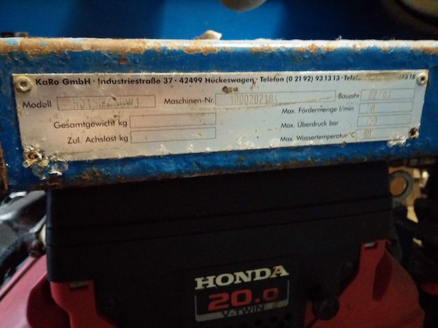 KaRo Hochdruck Spühlgrät mit Honda 20 PS 2Zylinder Motor