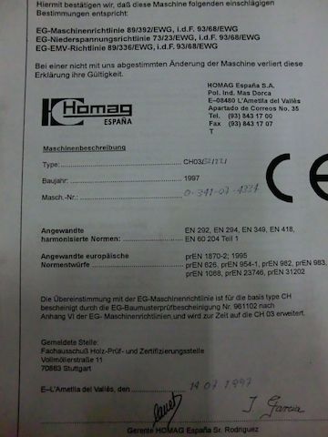 Plattensäge, Plattenaufteilsäge, Homag Espana CH03, Säge